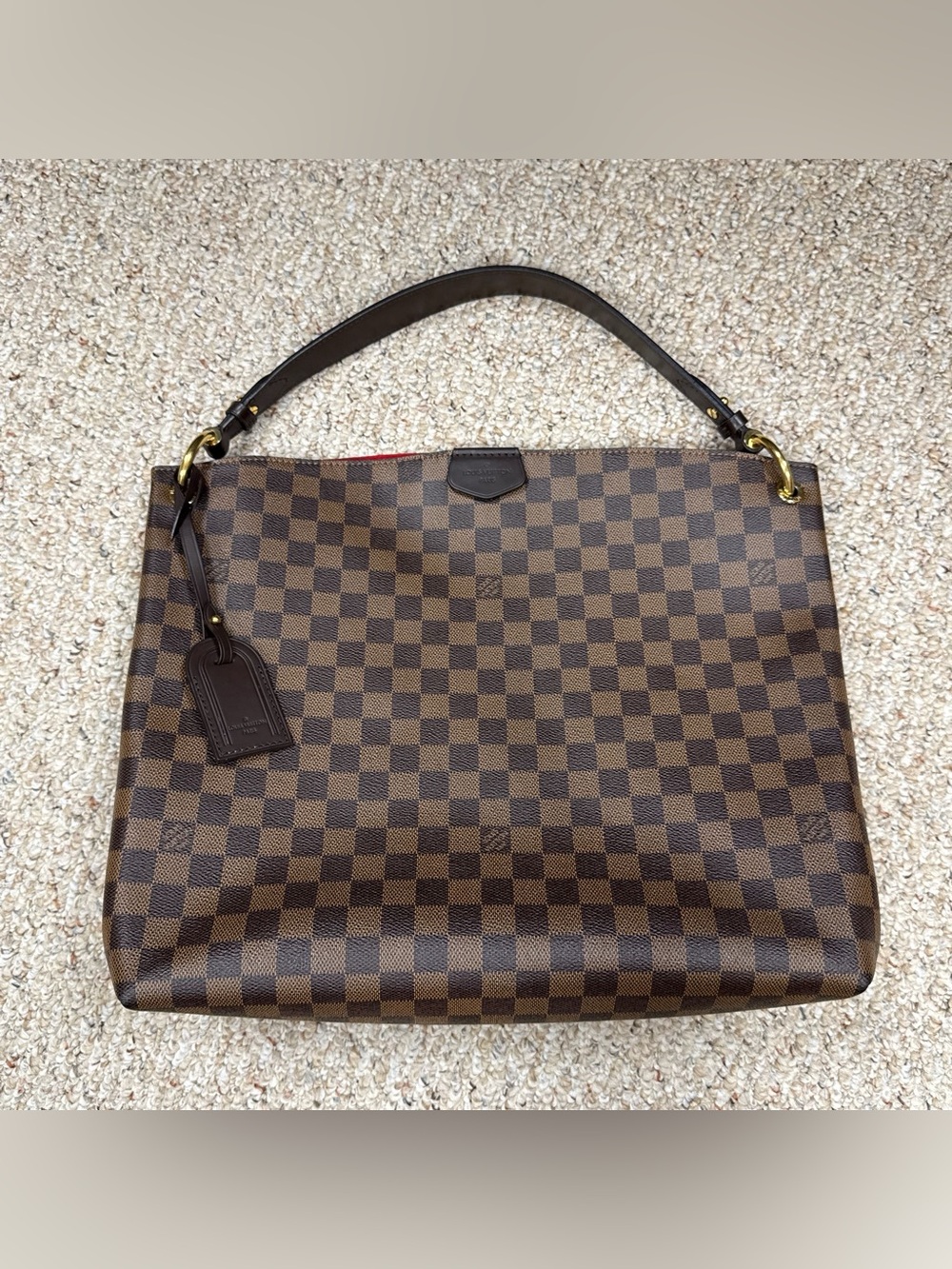Louis Vuitton Brown Damier Ebene Graceful MM Hobo Shoulder Bag N44045 $2,160 COA